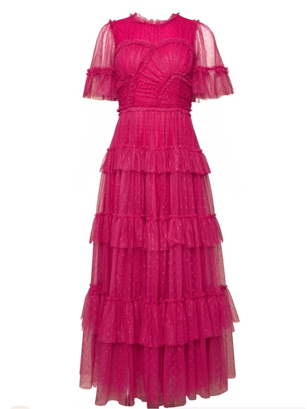 Fuchsia Whimsical Mesh Maxi Dress by Ivy City Co. - Picture 1 of 3
